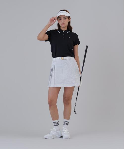 St ANDREWS(セントアンドリュース)の「【St ANDREWS】千鳥レオパードジャガード半袖ポロシャツ (WOMENS)(ポロシャツ・レディース・ホワイト/ブラック・M/S/L)」の3枚目の写真