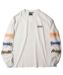 【THRASHER / スラッシャー】ワンポイント刺繍 袖ロゴプリント クルーネックロングスリーブTシャツ