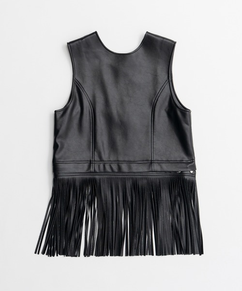 MAISON SPECIAL(メゾンスペシャル)の「Multi-Fringe Vegan Leather Vest/マルチフリンジヴィーガンレザーベスト(その他アウター・レディース・ブラック/アイボリー・FREE)」の16枚目の写真