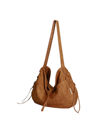 Lace-up reversible suede hobo bag - 3 colors