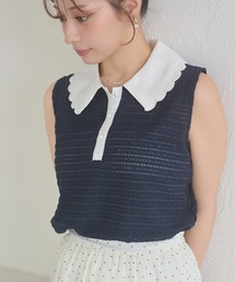 bicolor polo sleeveless tops / ハイショクポロノースリーブトップス