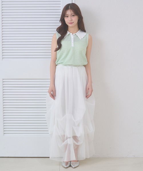 Ambre Neige(アンブルネージュ)の「bicolor polo sleeveless tops / ハイショクポロノースリーブトップス(ポロシャツ・レディース・ライトイエロー/グリーン/ネイビー・FREE)」の13枚目の写真