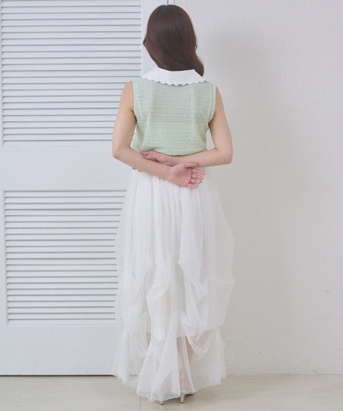 Ambre Neige(アンブルネージュ)の「bicolor polo sleeveless tops / ハイショクポロノースリーブトップス(ポロシャツ・レディース・ライトイエロー/グリーン/ネイビー・FREE)」の14枚目の写真
