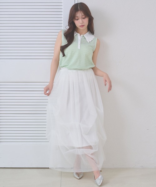 Ambre Neige(アンブルネージュ)の「bicolor polo sleeveless tops / ハイショクポロノースリーブトップス(ポロシャツ・レディース・ライトイエロー/グリーン/ネイビー・FREE)」の10枚目の写真