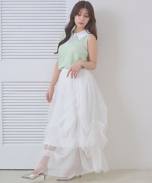Ambre Neige(アンブルネージュ)の「bicolor polo sleeveless tops / ハイショクポロノースリーブトップス(ポロシャツ・レディース・ライトイエロー/グリーン/ネイビー・FREE)」の11枚目の写真