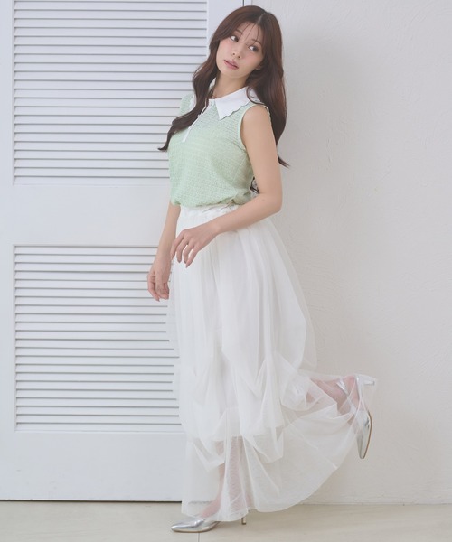 Ambre Neige(アンブルネージュ)の「bicolor polo sleeveless tops / ハイショクポロノースリーブトップス(ポロシャツ・レディース・ライトイエロー/グリーン/ネイビー・FREE)」の12枚目の写真