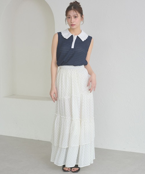 Ambre Neige(アンブルネージュ)の「bicolor polo sleeveless tops / ハイショクポロノースリーブトップス(ポロシャツ・レディース・ライトイエロー/グリーン/ネイビー・FREE)」の21枚目の写真