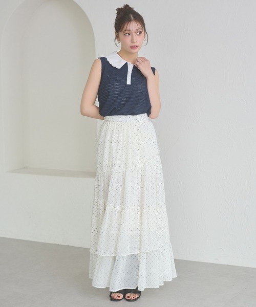 Ambre Neige(アンブルネージュ)の「bicolor polo sleeveless tops / ハイショクポロノースリーブトップス(ポロシャツ・レディース・ライトイエロー/グリーン/ネイビー・FREE)」の22枚目の写真