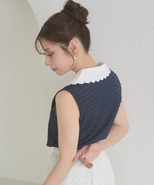 Ambre Neige(アンブルネージュ)の「bicolor polo sleeveless tops / ハイショクポロノースリーブトップス(ポロシャツ・レディース・ライトイエロー/グリーン/ネイビー・FREE)」の19枚目の写真