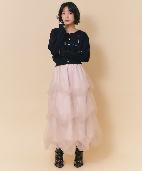 REDYAZEL(レディアゼル)の「タックバルーンボリュームチュールロングスカート(スカート・レディース・ブラック/ブラウン/オフホワイト/ピンク・FREE)」の12枚目の写真