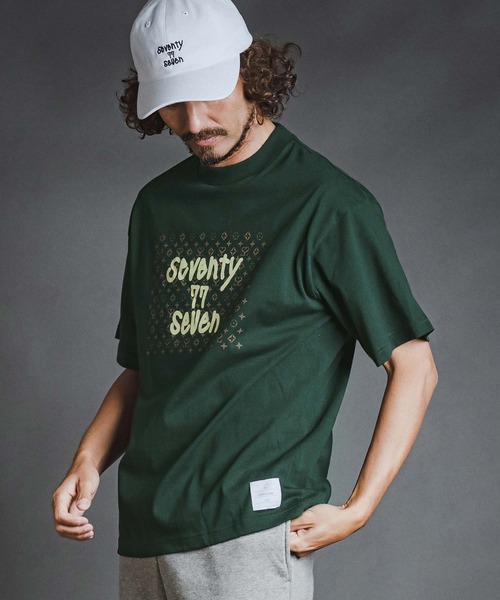 seventy seven（セブンティセブン）の「mt10613- heavy oz  S-S rugged t-shirt (monogram) Tシャツ(7726W260)（Tシャツ/カットソー・メンズ・ホワイト/ブラック/グリーン・S/M/L/XL）」の3枚目の写真