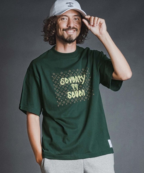 seventy seven（セブンティセブン）の「mt10613- heavy oz  S-S rugged t-shirt (monogram) Tシャツ(7726W260)（Tシャツ/カットソー・メンズ・ホワイト/ブラック/グリーン・S/M/L/XL）」の4枚目の写真