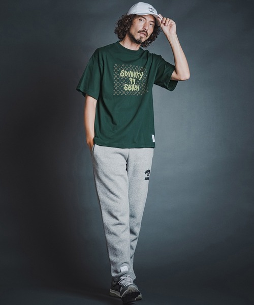 seventy seven（セブンティセブン）の「mt10613- heavy oz  S-S rugged t-shirt (monogram) Tシャツ(7726W260)（Tシャツ/カットソー・メンズ・ホワイト/ブラック/グリーン・S/M/L/XL）」の6枚目の写真