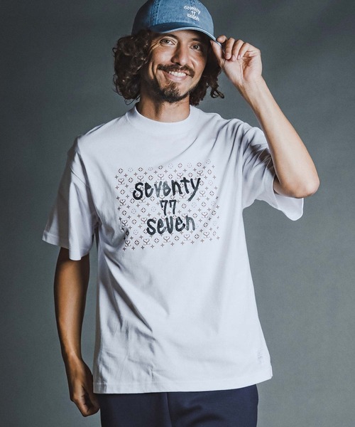 seventy seven（セブンティセブン）の「mt10613- heavy oz  S-S rugged t-shirt (monogram) Tシャツ(7726W260)（Tシャツ/カットソー・メンズ・ホワイト/ブラック/グリーン・S/M/L/XL）」の8枚目の写真
