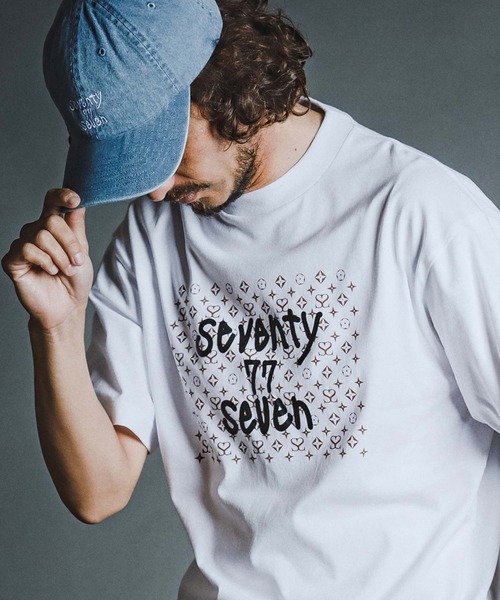seventy seven（セブンティセブン）の「mt10613- heavy oz  S-S rugged t-shirt (monogram) Tシャツ(7726W260)（Tシャツ/カットソー・メンズ・ホワイト/ブラック/グリーン・S/M/L/XL）」の9枚目の写真