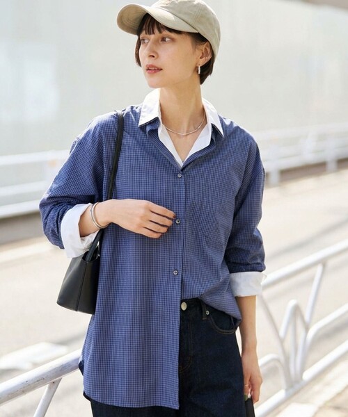Rouge vif（ルージュヴィフ）の「コットンレイヤーデザインシャツ（シャツ/ブラウス・レディース・ブルー系その他/ダークネイビー・フリー）」の2枚目の写真