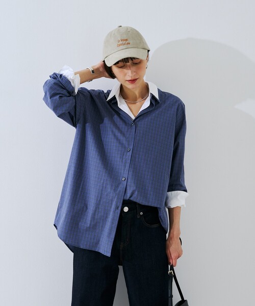 Rouge vif（ルージュヴィフ）の「コットンレイヤーデザインシャツ（シャツ/ブラウス・レディース・ブルー系その他/ダークネイビー・フリー）」の4枚目の写真