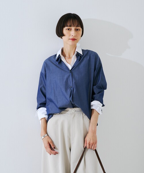Rouge vif（ルージュヴィフ）の「コットンレイヤーデザインシャツ（シャツ/ブラウス・レディース・ブルー系その他/ダークネイビー・フリー）」の12枚目の写真