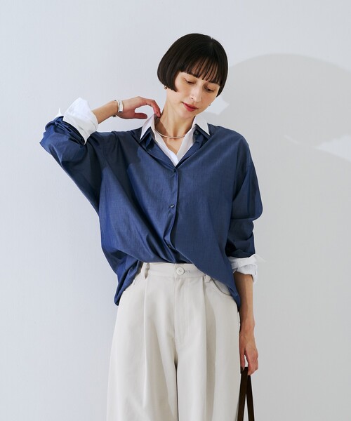 Rouge vif（ルージュヴィフ）の「コットンレイヤーデザインシャツ（シャツ/ブラウス・レディース・ブルー系その他/ダークネイビー・フリー）」の13枚目の写真