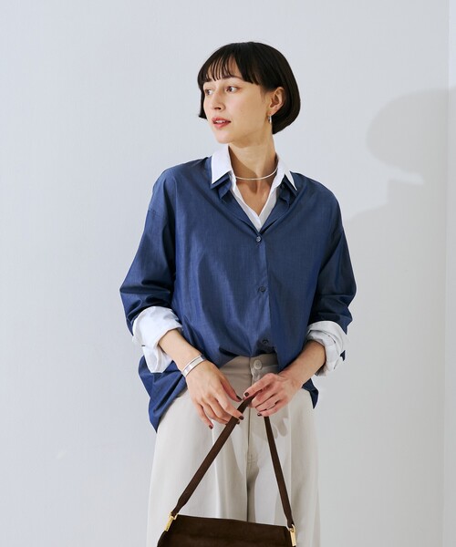 Rouge vif（ルージュヴィフ）の「コットンレイヤーデザインシャツ（シャツ/ブラウス・レディース・ブルー系その他/ダークネイビー・フリー）」の14枚目の写真