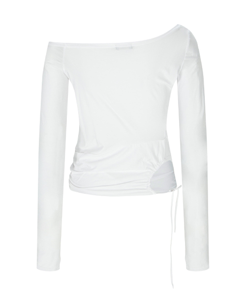 PLEASENOFOLLOW(プリーズノーフォロー)の「Marcia Unbal Drape Long Sleeve Top (White)(Tシャツ/カットソー・レディース・その他・FREE)」の3枚目の写真