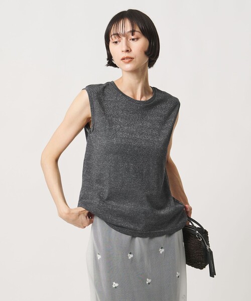 UNITED ARROWS(ユナイテッドアローズ)の「ラメ テンジク ノースリーブ カットソー(Tシャツ/カットソー・レディース・ゴールド/シルバー/ダークグレー・FREE)」の4枚目の写真