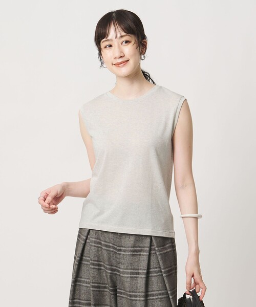 UNITED ARROWS(ユナイテッドアローズ)の「ラメ テンジク ノースリーブ カットソー(Tシャツ/カットソー・レディース・ゴールド/シルバー/ダークグレー・FREE)」の9枚目の写真