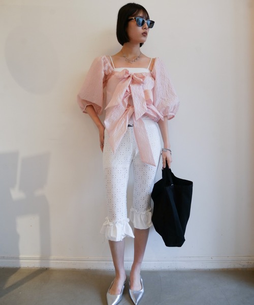 HONEY MI HONEY（ハニーミーハニー）の「HONEY logo cotton lace sabrina pants（その他パンツ・レディース・ホワイト・FREE）」の3枚目の写真