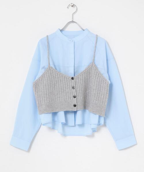 ITEMS URBANRESEARCH(アイテムズ アーバンリサーチ)の「ニットキャミソールレイヤードブラウス(シャツ/ブラウス・レディース・ベージュ/ライトブルー・FREE)」の8枚目の写真