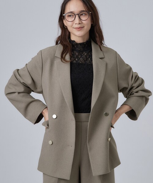 SHOO・LA・RUE(シューラルー)の「【セットアップ可/洗濯後しわになりにくい】ウールフィール ダブルジャケット(テーラードジャケット・レディース・グレー系その他2/ナチュラル/ブラウン系その他2・01/02/03/04)」の1枚目の写真