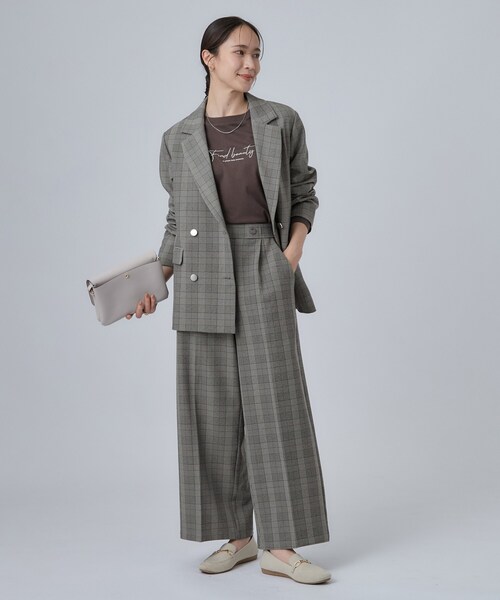 SHOO・LA・RUE(シューラルー)の「【セットアップ可/洗濯後しわになりにくい】ウールフィール ダブルジャケット(テーラードジャケット・レディース・グレー系その他2/ナチュラル/ブラウン系その他2・01/02/03/04)」の7枚目の写真