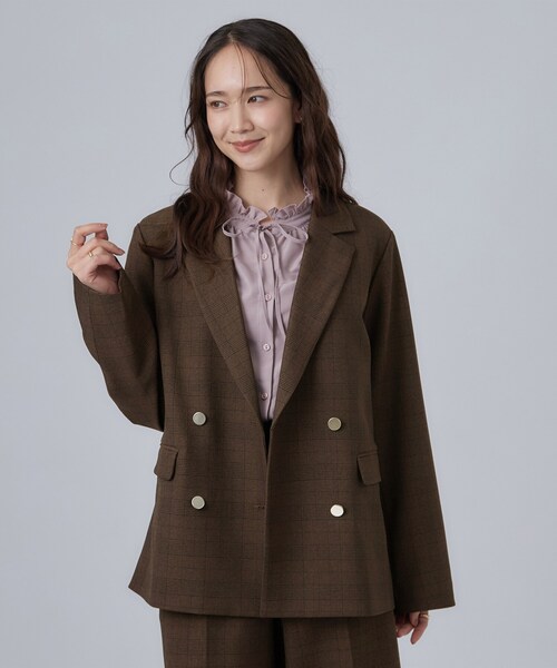 SHOO・LA・RUE(シューラルー)の「【セットアップ可/洗濯後しわになりにくい】ウールフィール ダブルジャケット(テーラードジャケット・レディース・グレー系その他2/ナチュラル/ブラウン系その他2・01/02/03/04)」の10枚目の写真