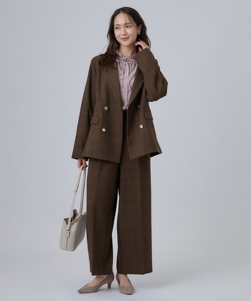 SHOO・LA・RUE(シューラルー)の「【セットアップ可/洗濯後しわになりにくい】ウールフィール ダブルジャケット(テーラードジャケット・レディース・グレー系その他2/ナチュラル/ブラウン系その他2・01/02/03/04)」の14枚目の写真