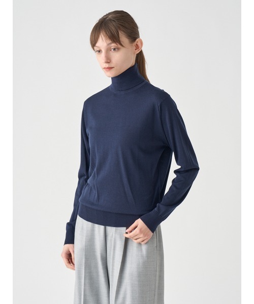 JOHN SMEDLEY(ジョンスメドレー)の「タートルネック長袖ニットプルオーバー(ニット/セーター・レディース・ダークネイビー・S)」の1枚目の写真