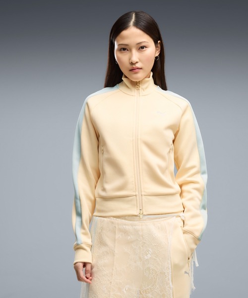 PUMA(プーマ)の「PUMA プーマ ウィメンズ T7 オールウェイズ オン ショート トラック ジャケ(ジャージ・レディース・クリーム/グレー系・MEDIUM/LARGE/X-LARGE/SMALL)」の1枚目の写真