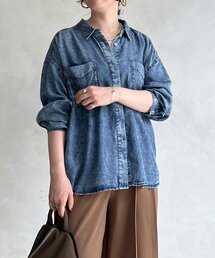 パウダーデニムラウンドシャツ