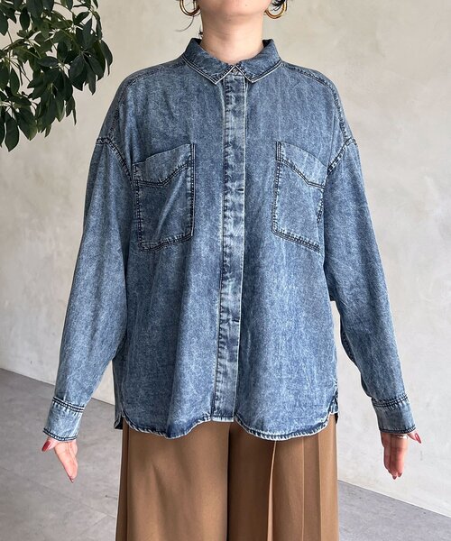 un dix cors(アンディコール)の「パウダーデニムラウンドシャツ(シャツ/ブラウス・レディース・サックスブルー/インディゴブルー/ブラック・FREE)」の8枚目の写真