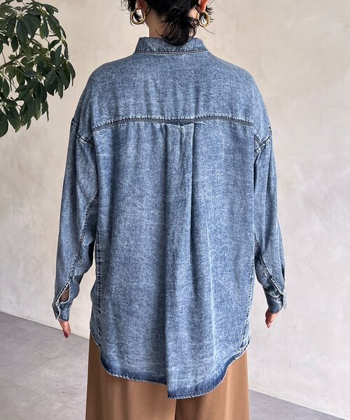 un dix cors(アンディコール)の「パウダーデニムラウンドシャツ(シャツ/ブラウス・レディース・サックスブルー/インディゴブルー/ブラック・FREE)」の10枚目の写真
