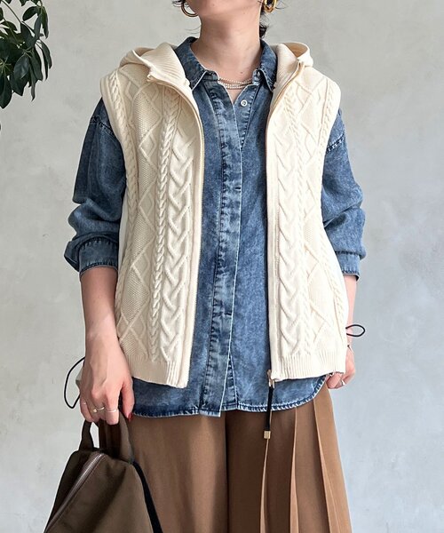 un dix cors(アンディコール)の「パウダーデニムラウンドシャツ(シャツ/ブラウス・レディース・サックスブルー/インディゴブルー/ブラック・FREE)」の14枚目の写真