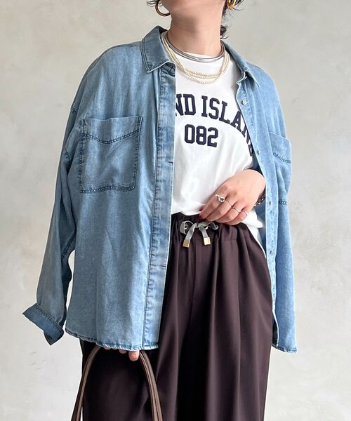 un dix cors(アンディコール)の「パウダーデニムラウンドシャツ(シャツ/ブラウス・レディース・サックスブルー/インディゴブルー/ブラック・FREE)」の19枚目の写真