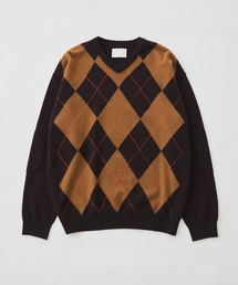 《EDIFICE by PIPPIOLINO》アーガイル Vネック ニット