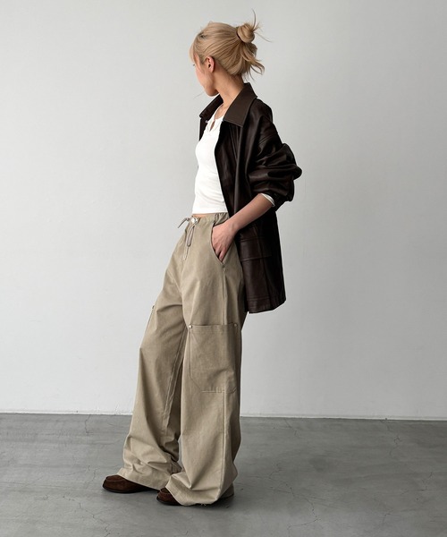 CANAL JEAN(キャナルジーン)の「El mar サイドポケットコットンドロストパンツ(その他パンツ・レディース・ベージュ/ネイビー・ONE SIZE)」の18枚目の写真