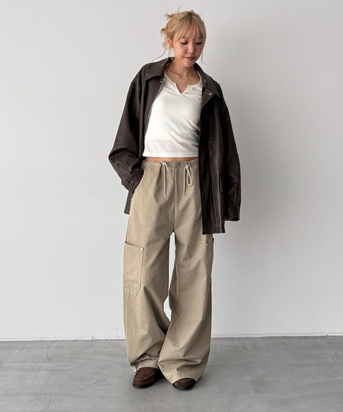 CANAL JEAN(キャナルジーン)の「El mar サイドポケットコットンドロストパンツ(その他パンツ・レディース・ベージュ/ネイビー・ONE SIZE)」の11枚目の写真