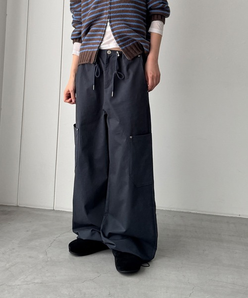 CANAL JEAN(キャナルジーン)の「El mar サイドポケットコットンドロストパンツ(その他パンツ・レディース・ベージュ/ネイビー・ONE SIZE)」の12枚目の写真