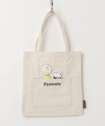 SNOOPY（スヌーピー）の「"09"≪PEANUTS≫2ポケット ふっくらアップリケ & 刺繍 ミニ トートバッグ（トートバッグ）」