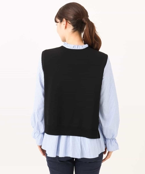 MK MICHEL KLEIN（エムケーミッシェルクラン）の「[洗える]フリルハイネックブラウス×ニットベスト ツインセット（シャツ/ブラウス・レディース・ブラック/ブラウン・38）」の18枚目の写真