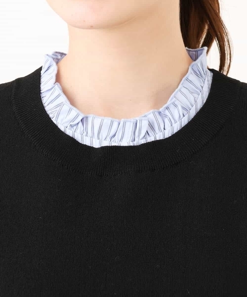 MK MICHEL KLEIN（エムケーミッシェルクラン）の「[洗える]フリルハイネックブラウス×ニットベスト ツインセット（シャツ/ブラウス・レディース・ブラック/ブラウン・38）」の19枚目の写真