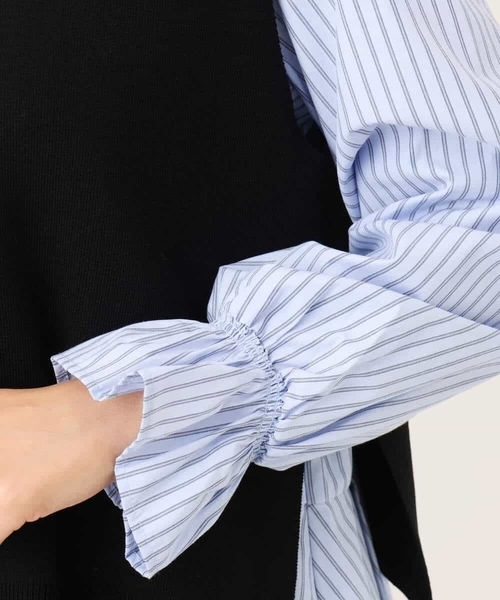 MK MICHEL KLEIN（エムケーミッシェルクラン）の「[洗える]フリルハイネックブラウス×ニットベスト ツインセット（シャツ/ブラウス・レディース・ブラック/ブラウン・38）」の10枚目の写真