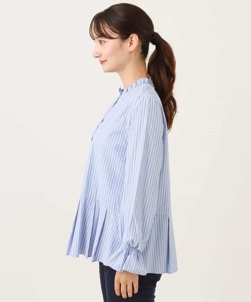 MK MICHEL KLEIN（エムケーミッシェルクラン）の「[洗える]フリルハイネックブラウス×ニットベスト ツインセット（シャツ/ブラウス・レディース・ブラック/ブラウン・38）」の3枚目の写真