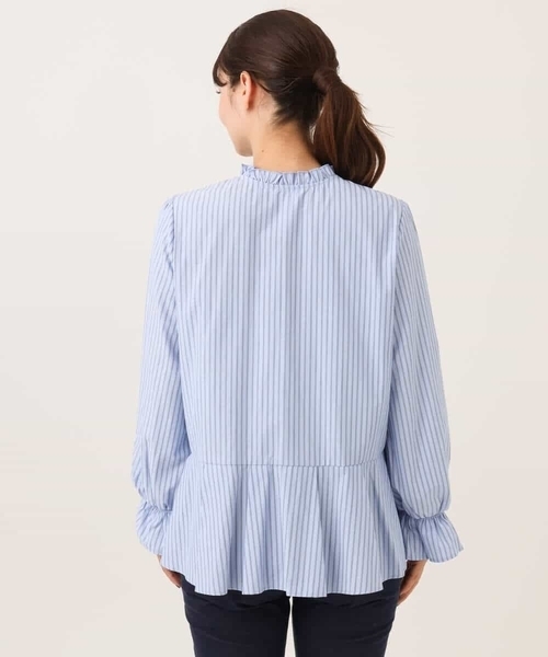 MK MICHEL KLEIN（エムケーミッシェルクラン）の「[洗える]フリルハイネックブラウス×ニットベスト ツインセット（シャツ/ブラウス・レディース・ブラック/ブラウン・38）」の4枚目の写真